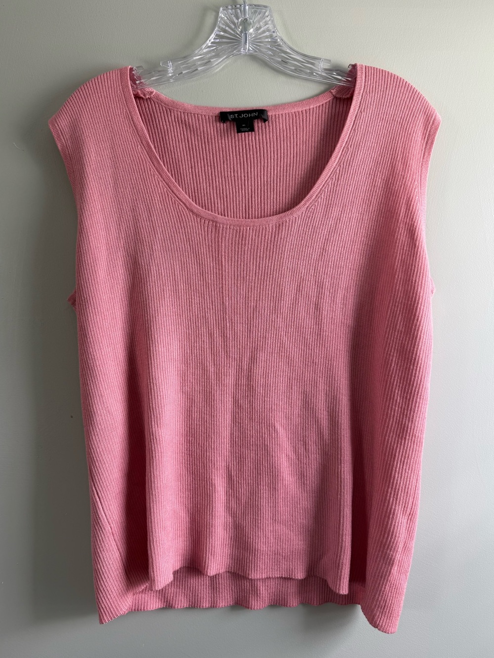 St John Pink Wool Blend Sleeveless Blouse